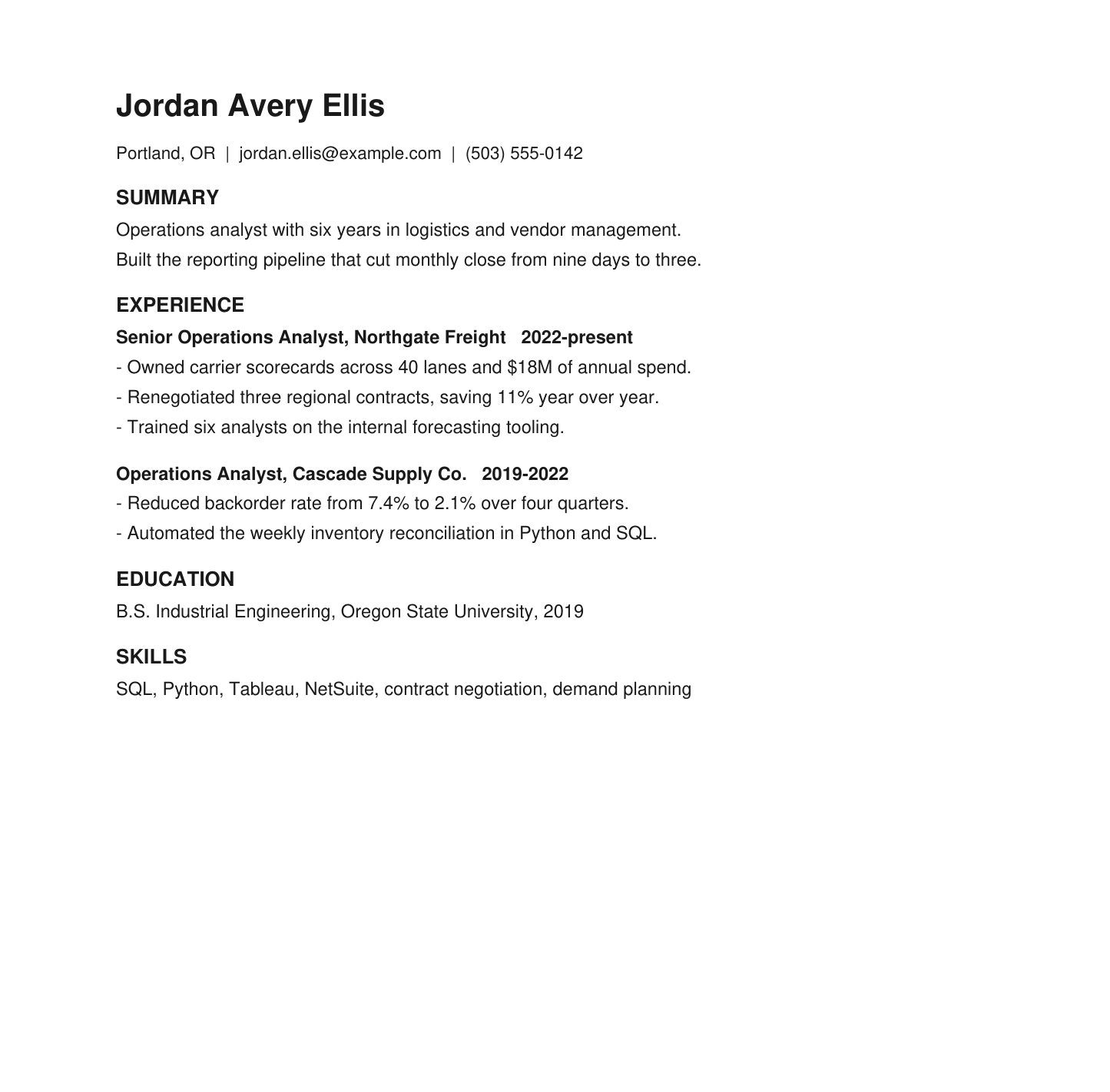 A résumé that looks entirely ordinary when rendered